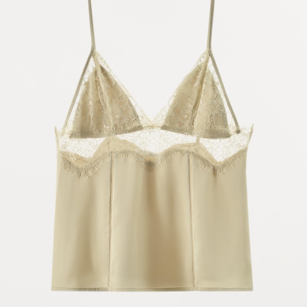 Zara Cream Lace Trim Camisole Top